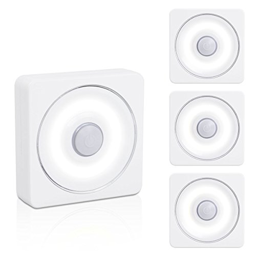 VIBELITE Tap Light, Closet Light, Touch Battery-Powered LED Night Light, Magnet Stick-on Anywhere Stair Light, Safe Lights for Hallway, Bedroom, Cabinets, etc. (White - Pack of 4)