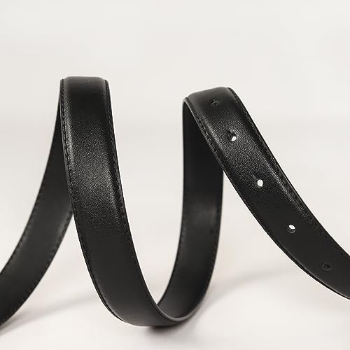 Image of Women's Fashion Classic Metal Buckle Leather Belt with Jeans Dress