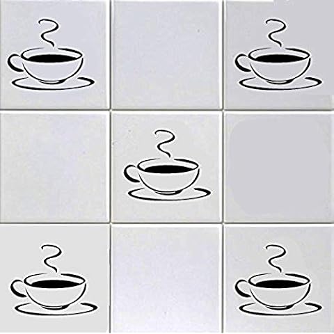12 X Black Coffee Cup Tile Stickers 6 inch Tiles Kitchen Wall Art Shop Home Hotel Bar Cafe Cover