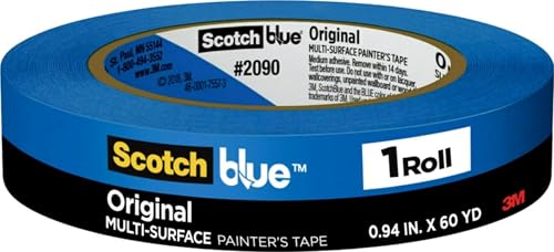 ScotchBlue Original Multi-Surface Painters Tape, 1 Inch Wide (0.94 in. x 60 Yds), 1 Roll, Blue Paint Tape Protects Surfaces and Removes Easily, Masking Tapes for Indoor and Outdoor Use (2090-24NC)