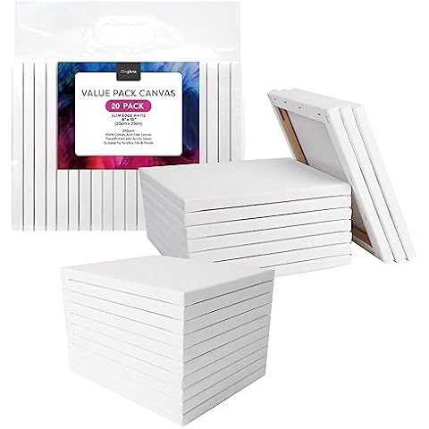 Zingarts Canvases for Painting 8X10Inch 20-Pack,100% Cotton Primed Painting Canvas Panels,Stretched Canvas Boards is for Students & Kids, for Acrylic Paint, Oil Paint, Watercolor, Gouache Cover