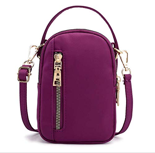 Women Girls Crossbody Bag Small Nylon Phone Purse Wristlet Handbag Wallet Pouch for Samsung Note 20 Ultra S20 Ultra S20 Plus Note 10 A10e LG Stylo 5 K51 Moto G Stylus Power G8 Power Play Plus (Purple)