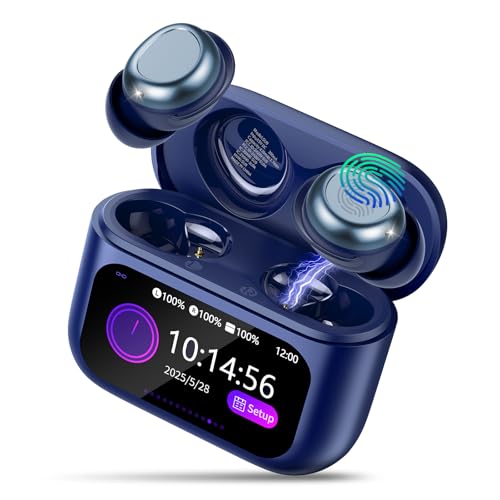 ZYHKON Bluetooth Kopfhörer, 7H Spielzeit Mini Kopfhörer mit HiFi Sound/5 EQ-Modi/ENC Noise Cancelling, Wireless Ohrhörer Marineblau