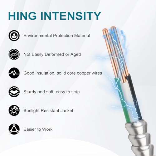 Image of MOOKEERF 12 /2 MC Cable with Ground - 200FT Pure Copper 12AWG /2 Metal Clad Wire with Aluminum Armor 12 Gauge 2 Conductor Type MC Alum Cable