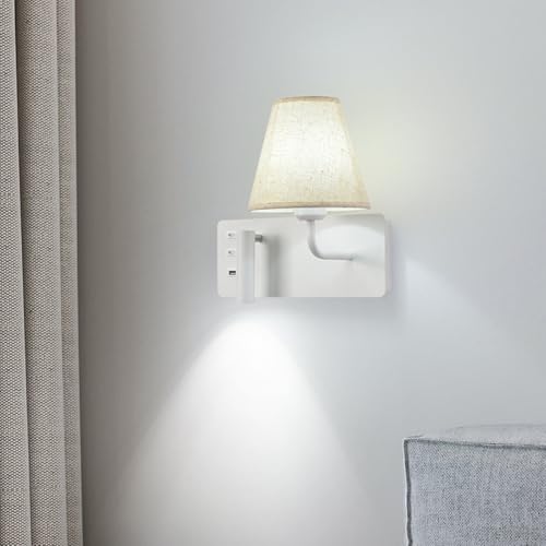 Apliques de pared para sala de estar con foco giratorio blanco