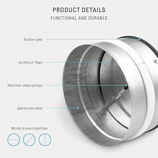 neverest® RKI 150 mm - Valvola di non Ritorno Aria con Guarnizione Interna per Condotte Aria Ventilazione da inserire all'interno