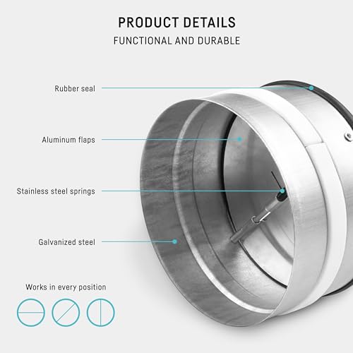 neverest® RKI 160 mm Clapet Anti-retour pour Ventilation avec Joint – vue 3
