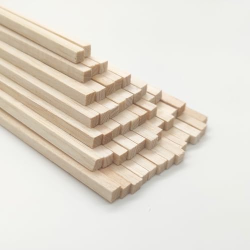 50 PCS Balsa Wood Square Dowel Rods 6 x 6 x 300mm Balsa Wood Squares for Crafts Model Making BalsaWood (6 x 6 x 300mm)