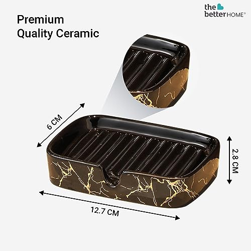 Image of The Better Home Ceramic Soap Case,Soap Dish Tray | Bath Accessories for Bath, Tub or Wash Basin |Black