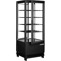 SARO Kühlvitrine – 98 L – B 429 x T 425 x H 1080 mm - Doppelverglasung – 4 höhenverstellbare Roste – LED – Temperatur 0 bis +12 °C – Digitalanzeige – Modell SC 100 DT schwarz