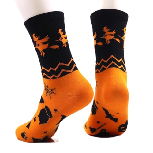 Chaussettes Halloween sorcière en coton : lot de 6 paires à offrir pour frissonner
