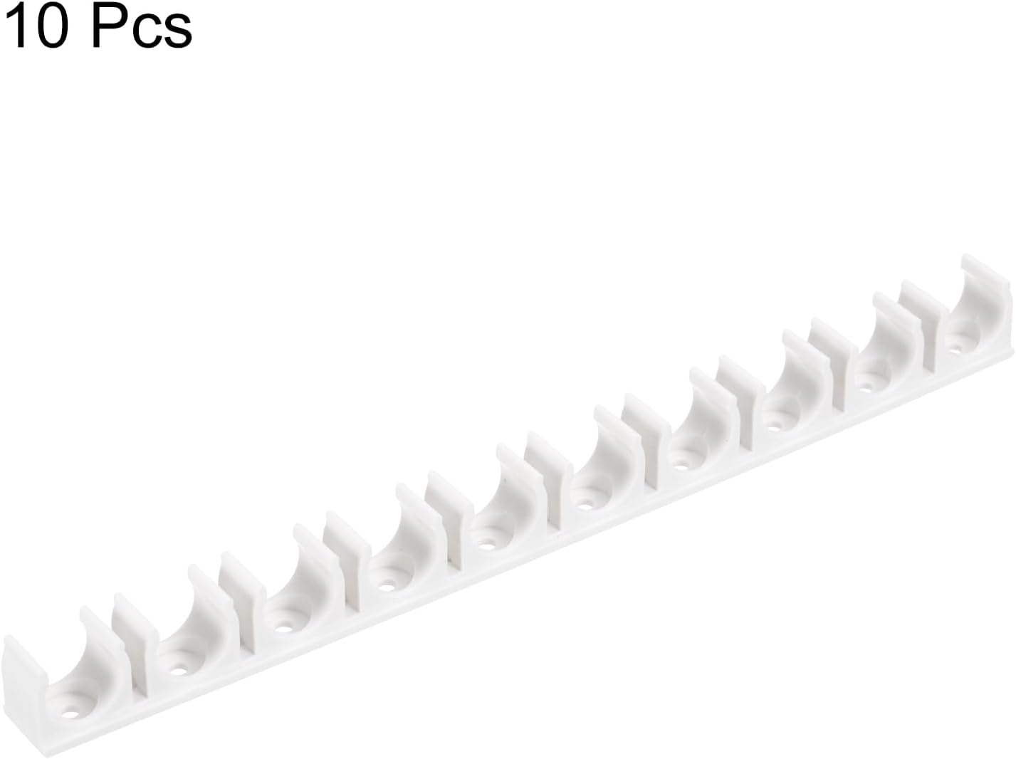 MECCANIXITY 10 Pcs 10-Slot PVC U-type Tube Pipe Fitting Clamps Clips Connectors Row Inner 16mm White Snap Connection for Electrical Conduit Home Furnishing