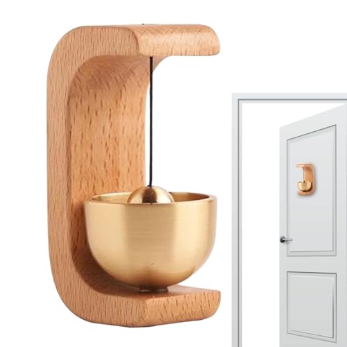 Bomefoi Timbre De Tienda - Campanilla de Viento en Madera Natural para Entrada | con Imán y Adhesivo como Alarma de Seguridad para Puertas Corredizas, Refrigeradores y Acceso a Jardín