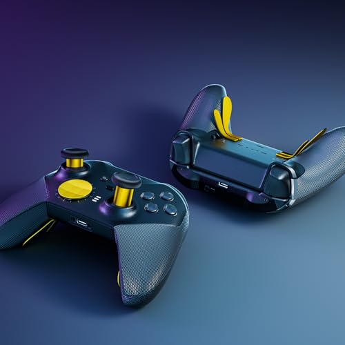 Image of 14-in-1 Controller Accessories Kit Compatible with Xbox Elite Series 2, 6 Premium Metal Thumbsticks, Swap Joysticks, 4 Interchangeable Paddles, 2 D-Pads, 1 Tool & 1 Storage Bag (Bright Gold)