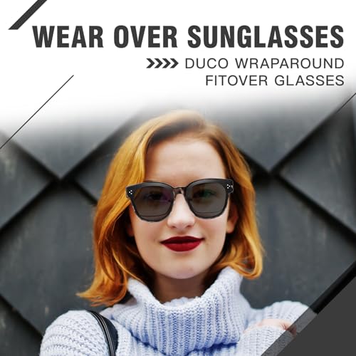 Image of DUCO Fit Over Sunglasses for Men Women Wear Over Glasses Retro Wrap Around Polarized Sun Glasses UV400 Protection