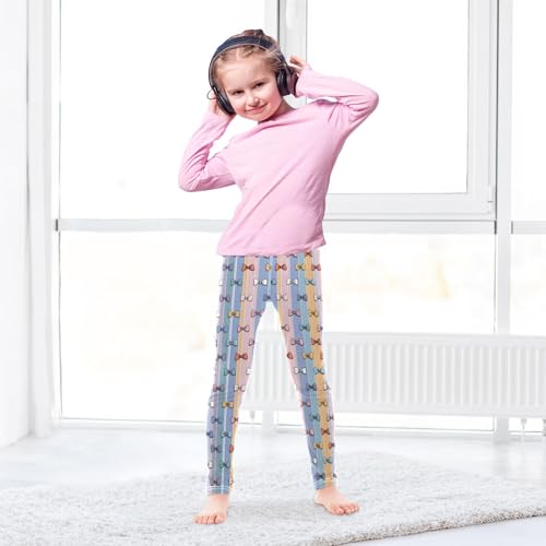 senya Girls Printed Leggings Yoga Pants Striped Bow Pattern for Kids in 4t to 10 Years, 4T4