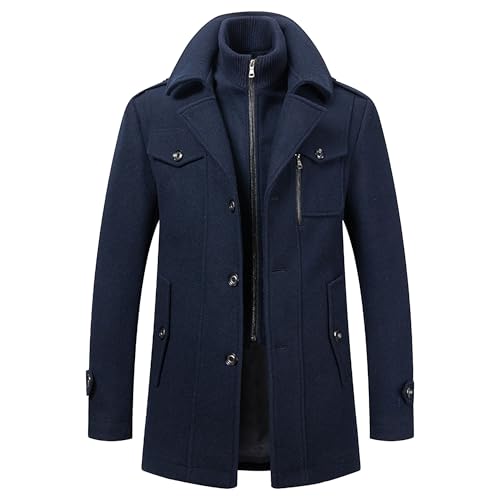 Manteau en laine homme long coupe-vent chaud veste d'hiver classique élégante