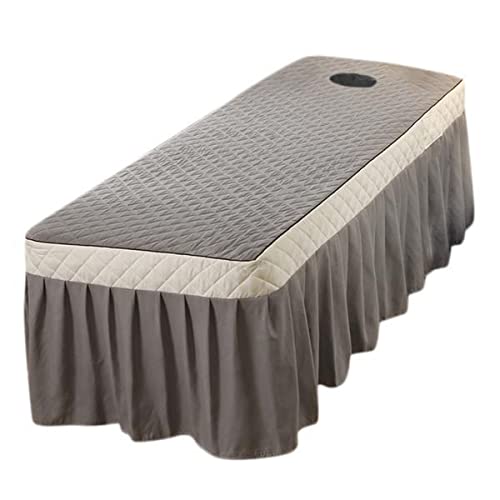 CALANDIS™ 2xSPA Massage Table Skirt Beauty Bed Quilted Sheet with Valance Grey | Bedding-picture-31