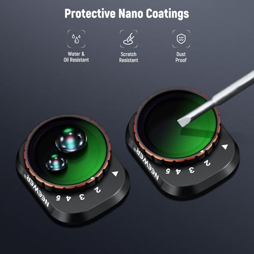 Image of NEEWER Variable ND Filter Compatible with DJI Mini 4 Pro, ND2-32 1-5 Stops Snap On Multicoated HD Optical Glass Metal Slim Frame Drone Camera Lens Accessories for Aerial Photography Video Recording