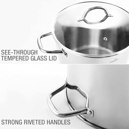 Homichef 7014 16 Quart Large Stock Pot With Glass Lid - Nickel Free Stainless Steel Healthy Cookware Stockpots thumb #5