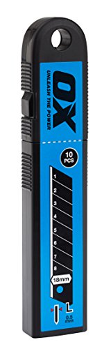 OX Pro Snap Off Knife Blades 18mm - Pack 10, Black