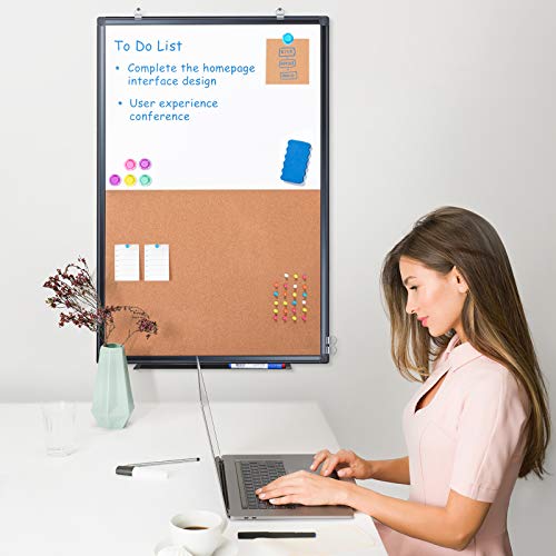Combination Board, 36 X 24 Magnetic Whiteboard & Cork Board, Dry Erase Board Bulletin Combo Board For Home Office Classroom, 3' X 2' Wall Mounted Memo Message Board #TOP5