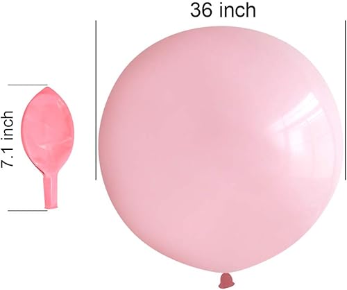 Miniatura 3 de Globos de 36 pulgadas, 5 globos grandes de látex redondos de color rosa claro, globos gigantes de color rosa claro para cumpleaños, bodas, baby