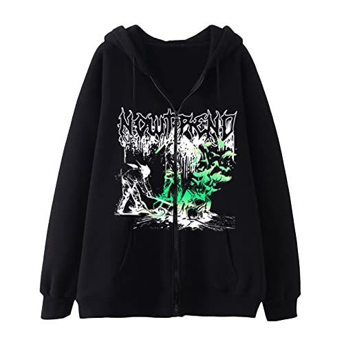 ZhaZhaMeng Kapuzenjacke Herren schwarz Reißverschluss Seitentaschen Hoodie Damen Kreuz Bedruckte übergroße Hoodies Y2k Bequeme Loose Fit Herren Trendige Sweatshirts(S,Kapuzenpullover V6) Cover