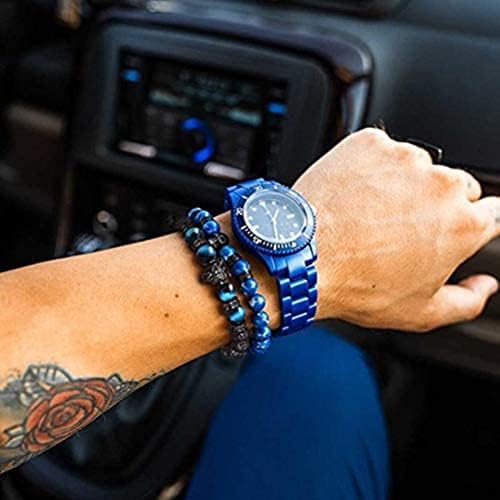 OADAA Save A Wolf Bracelet, Wolf Head Lava Rock Bracelet, Healing Crystal Stress Relief Anti Anxiety Energy Stone Beaded Bracelet, Healing Lava Bracelet for Men (Black White)