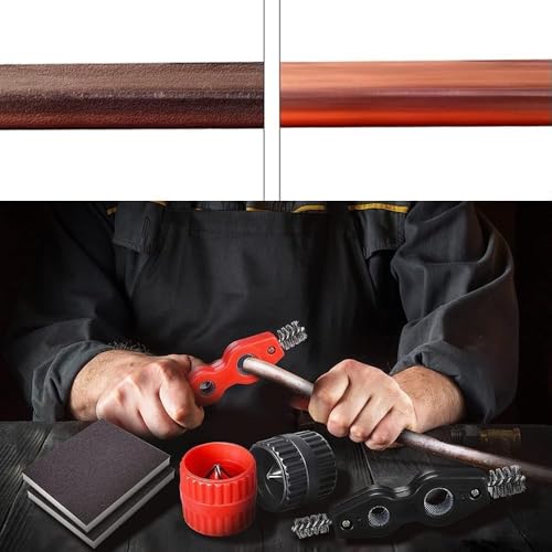 Rote Kupferrohrreiniger, 4-in-1, Rohrentgratbürsten, Kupferrohrbürsten, Rohrentgraten für PVC, PPR, Messing, Aluminium, Handwerkzeuge, 2 Stück