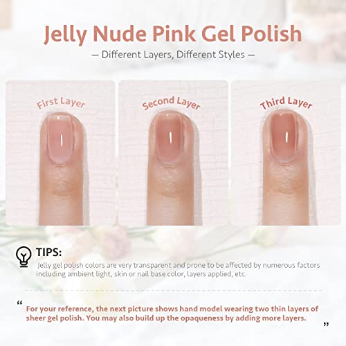 Gaoy Jelly Nude Pink Gel Nail Polish, 16Ml Sheer Natural Brown Translucent Color 1302 Uv Light Cure Gel Polish For Nail Art Diy Manicure And Pedicure At Home #TOP1