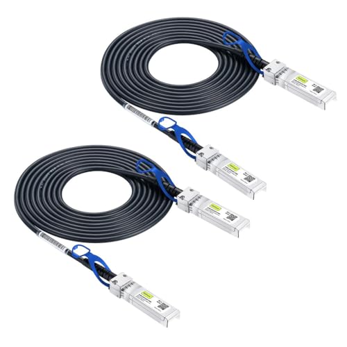 10Gtek 25G SFP+ DAC Cable - 25GBASE-CR SFP28 to SFP28 Passive Direct Attach Copper Twinax Cable for Cisco SFP-H25GB-CU3M, Ubiquiti UC-DAC-SFP28, Supermicro and More, 3-Meter(10ft), 2-Pack