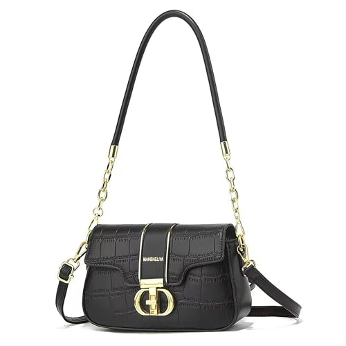 Bolsa Feminina Crossbody em Textura Pedra - Bolsa de Ombro Ajustável Estilo Sela Moderno, Multiuso para Dia a Dia, Trabalho e Festas