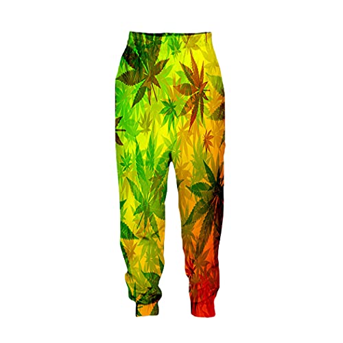 Pantalon de sport respirant Weed imprimé 3D avec taille élastique ajustable 31-35