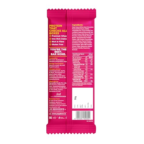 Image of Yoga Bar Protein Bar - Dark Chocolate Cranberry 50 gm Bar (Pack of 3)