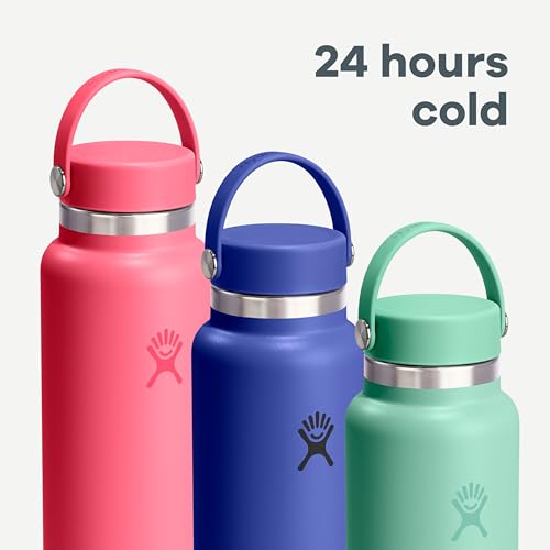 Image of Hydro Flask Water Bottle - Insulated Stainless Steel - Wide Mouth Flex Lid, Non Spill, Leakproof and Refillable in 40 Oz Harbor Blue
