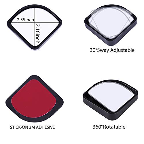 Livtee 2Pcs Fan Blind Spot Mirror, Hd Glass And Abs Housing Convex Wide Angle Rearview Mirror With Adjustable Stick For Universal Car, Black #TOP2