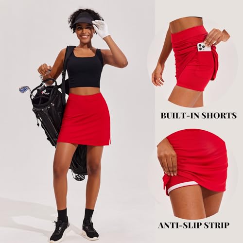 Image of Ekouaer 16 inch Golf Skorts for Woman with Inner Pockets Silicone Grippers Tennis Skirt Quick Dry Athletic Pickleball Skort