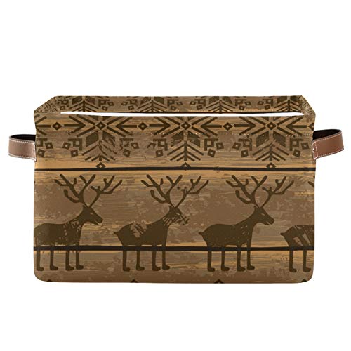 Grand panier de rangement pliable en tissu à motif de Noël rétro