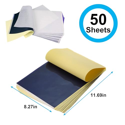 Image of MIUXIA Tattoo Transfer Paper 50 Sheets Tattoo Stencil Paper Tattoo Supplies | A4 Size 4 Layers DIY Tattoo Tracing Paper Printer Paper Tattoo Kit