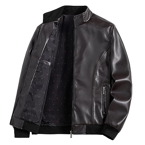 Veste de moto décontractée hommes manteau bombardier léger en faux cuir