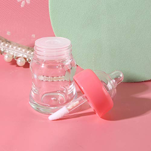 Ronrons 21 Pieces 7Ml/0.24Oz Novelty Milk Bottle Lipgloss Tube Bottle With Wand Clear Empty Lipstick Tube Plastic Transparent Lip Gloss Cosmetic Packaging Container With Rubber Insert For Diy Cosmetic #TOP4