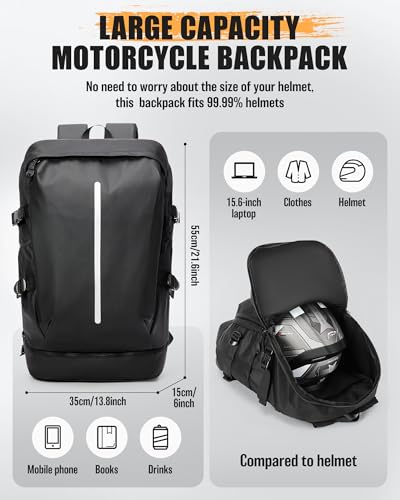 Mochila con casco de gran capacidad y acabados resistentes para moto 2