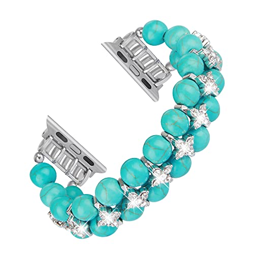 GEMEK Pearl Bracelet Compatible with Apple Watch Strap Women 38/40/41mm iWatch Strap Series 9/8/7/6/5/4/3/2/1
