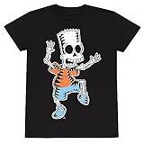Design: bedruckt, Skelett. The Simpsons Unisex Erwachsene Bart Simpson Skelett T-Shirt (L) (Schwarz), Schwarz, L