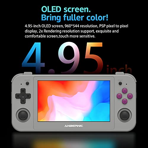 Rg505 Handheld Game Console Android 12,Unisoc Tiger T618 Built-In 128G Pre-Loaded 3172 Games,Gyroscope Sensor And 4.95 Inch Oled Touch Screen Google Play Store (Rg505-Grey-New) #TOP4