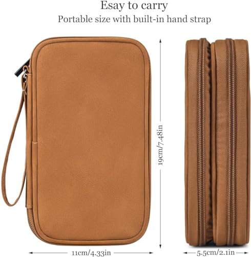 Image of Electronic Organizer Travel Cable Accessories Case, Electronic Organizer Bag, Waterproof Electronic Accessories Organizer Case for Power Bank, Charging Cords, Chargers, Earphone, USB Cable - Brown