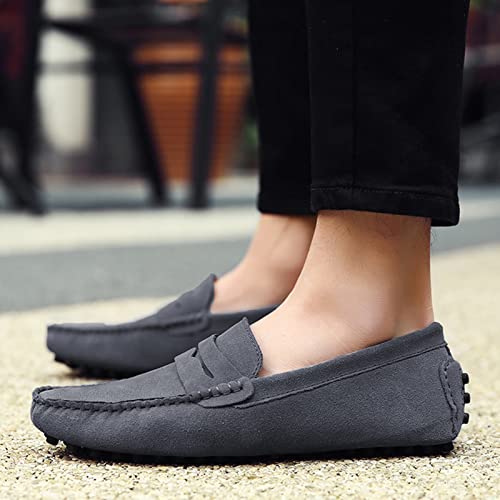 Image of ANUFER Men's Suede Leather Penny Loafers Comfort Driving Shoes Moccasin Slippers