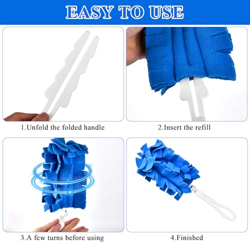 Image of 20Pcs Fleece Duster Refills, Reusable Dusters Compatible with Swiffer with 3pcs Handles, Washable Dusters Pads for Cleaning Ceiling Hardwoods Window Kitchen Floor 5 Colors