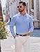 COOFANDY Mens Knit Long Sleeve Polo Sweater Business Casual Collared Golf Sweaters Ribbed Textured Activewear Polos Light Blue